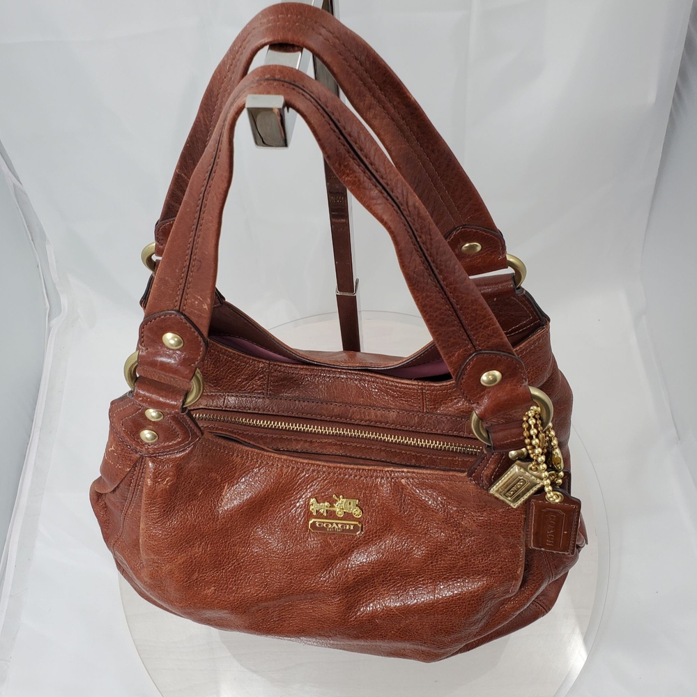 Vintage Y2K Coach 14336 Maddison Maggie Brown Glazed Leather Slouchy Hobo Bag - Picture 3 of 16